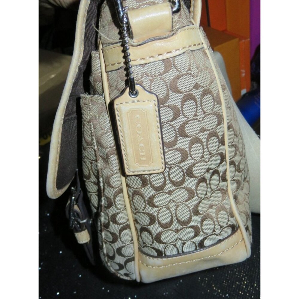 Coach 2011 Signature C Jacquard & Leather Trim Messenger Satchel Crossbody 70283 - Picture 3 of 13